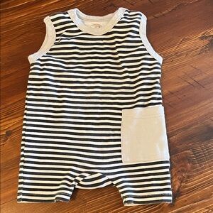 Organic Cotton Striped Black and White Kids One Piece